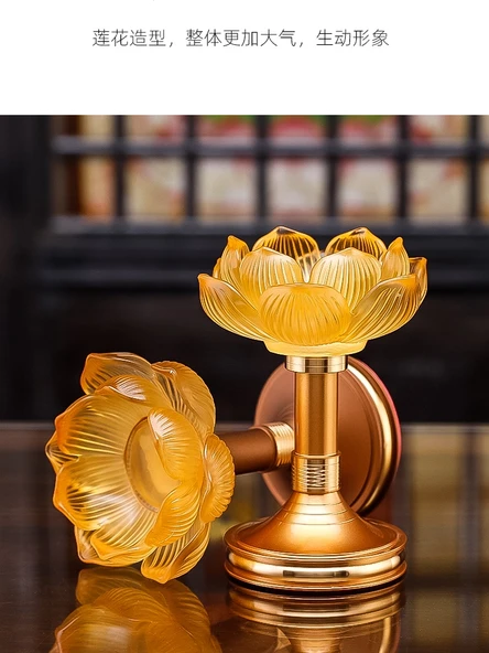 Cam Lotus Mumluk - Üç Yapraklı Lotus Büyük Boy (Antik) - 6