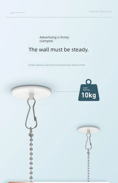 Metal Afiş Asma Aparatı - Uçak Kancalı Paket 70cm - 12