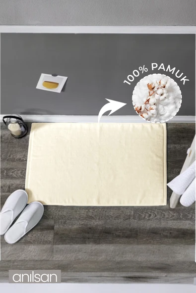 Düz Ekru Ayak Havlusu - 50x70 Cm, 300 Gr, %100 Pamuk, Spa Ve Otel Banyo Paspası, Günlük Kullanıma Uygun