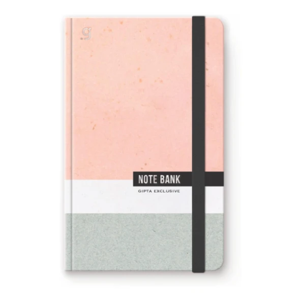 Gıpta Note Bank Sert Kapak Dikişli Lastikli 13x21 96 Yaprak Not Defteri Çizgili (7351) - 3