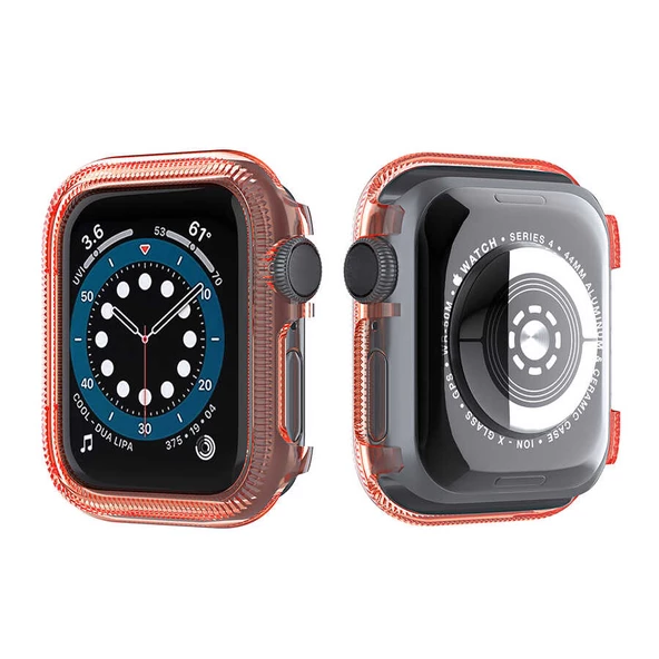 Gpack Apple Watch SE 44mm Kordon Önü Arkası Açık Renkli Silikon