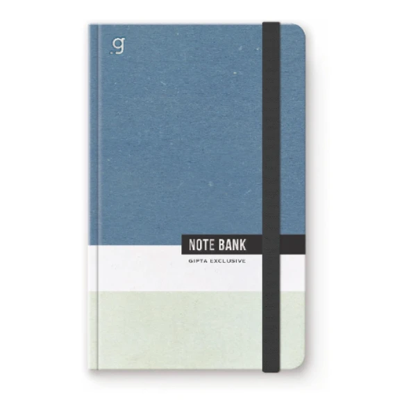 Gıpta Note Bank Sert Kapak Dikişli Lastikli 13x21 96 Yaprak Not Defteri Çizgili (7351) - 5