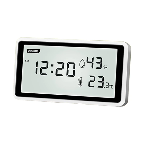 Dijital Termometre ve Nem Ölçer - Arkadan Aydınlatmalı Alarm Saatli Beyaz (Model 1) - 2