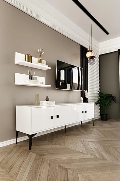 Happylife Furniture Design  %100 Mdf Tv Ünitesi 180 Cm - Raflı Tv Sehpası - 4