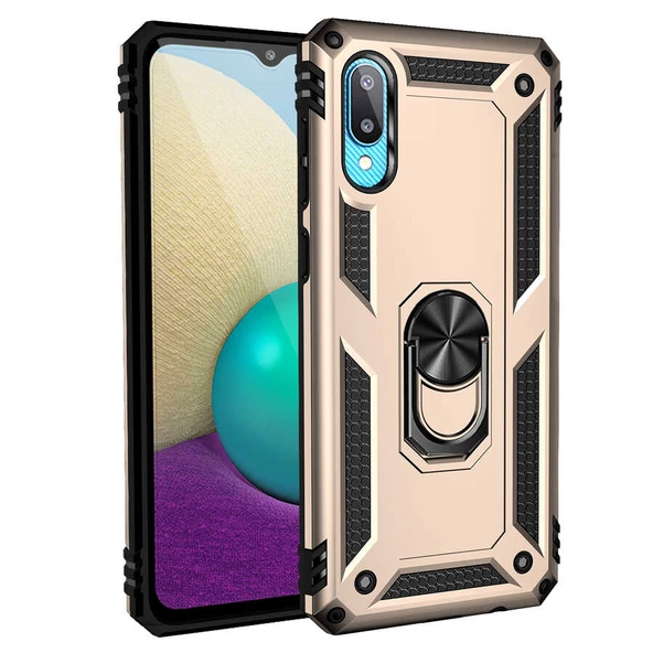 Gpack Samsung Galaxy A02 Kılıf Vega Tank Koruma Standlı Yüzüklü Mıknatıslı - 2