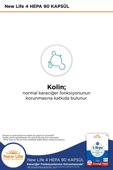 New Life 4 Hepa 90 Yumuşak Kapsül - Silibin Fosfolipid - Kolin - Enginar Yaprağı ve Karahindiba Kök Ekstresi - Resim 4
