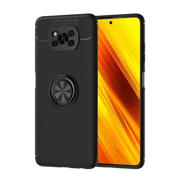 Gpack Xiaomi Poco X3 Pro Kılıf Ravel Silikon Yüzüklü Mıknatıslı  Nano Glass