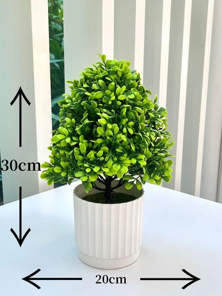 Yapay Bonsai Çizgili Saksı + Küçük Yeşil 2 - 6