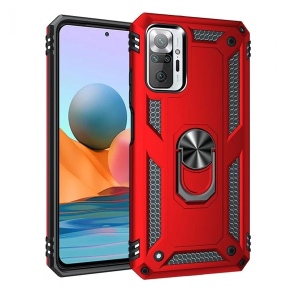 Gpack Xiaomi Redmi Note 10 Pro Kılıf Vega Tank Standlı Yüzüklü Mıknatıslı - 3