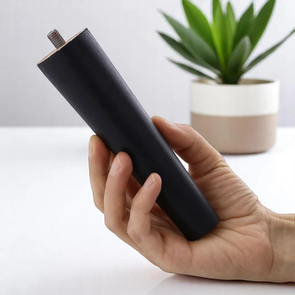 Ahşap Ayak 15 Cm Siyah M8 Civatalı Bağlantı Aparatlı Dolap Mobilya Koltuk Kanepe Destek Ayağı Ayakları - Resim 8