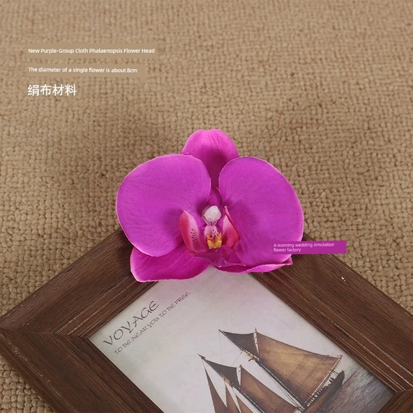 Yapay İpek Phalaenopsis Orkide Çiçek Başı - Yeni Eflatun