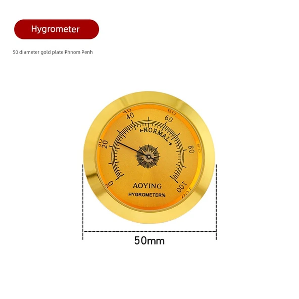 Mini Higrometre - 50mm Çap - Altın Disk Altın Kenar
