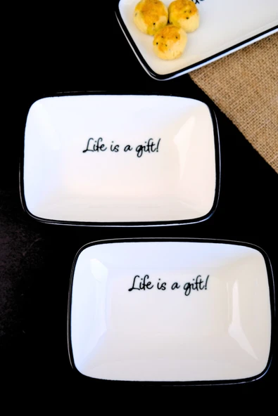 TABAK EVİ Motto Gift Kayık Tabak 2 li 17x12x3cm - 2