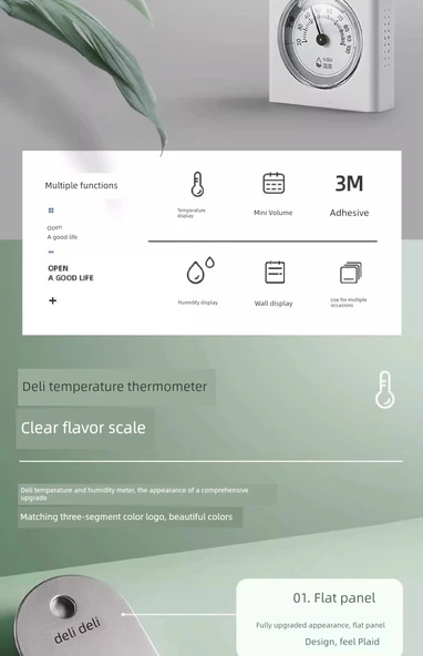Duvara Monte Termometre - Yüksek Hassasiyetli - Pilesiz - 10
