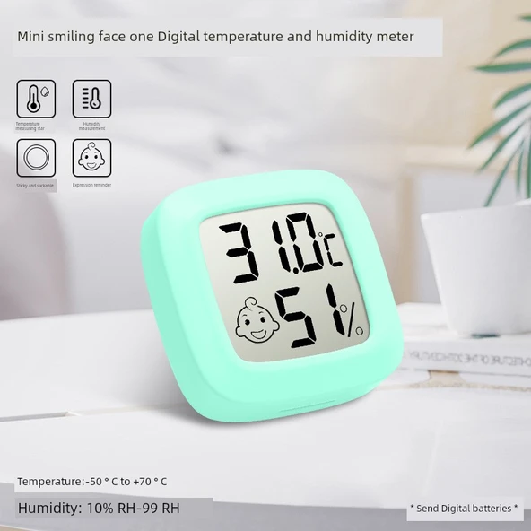 Mini Dijital Termometre Higrometre - Yeşil Ekranlı