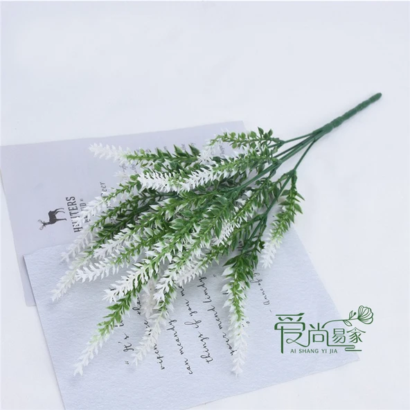 Yapay Lavanta Çiçeği - Beyaz - 38 cm