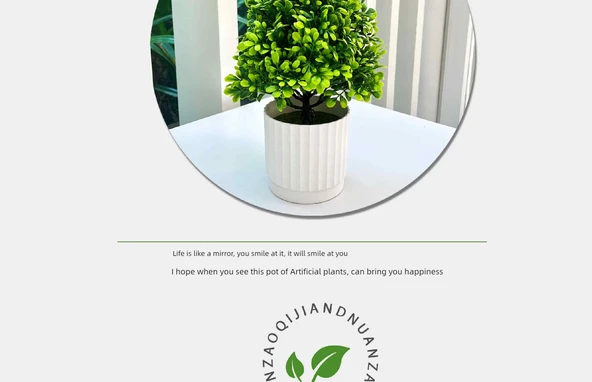 Yapay Bonsai Çizgili Saksı + Küçük Yeşil 1+3 - 10
