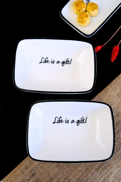 TABAK EVİ Motto Gift Kayık Tabak 2 li 17x12x3cm