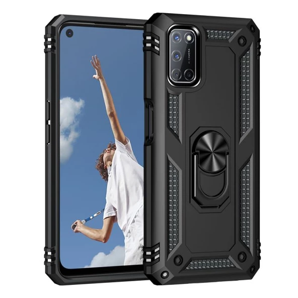 Gpack Oppo A52 Kılıf Vega Tank Standlı Yüzüklü Mıknatıslı