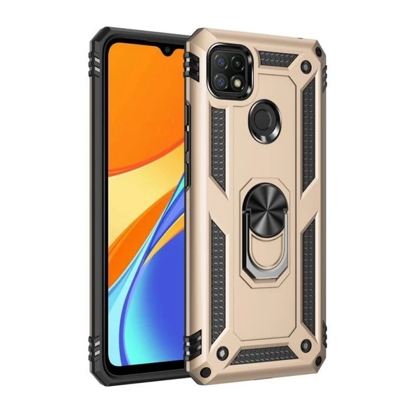 Gpack Oppo A15S Kılıf Vega Tank Standlı Yüzüklü MıknatıslıNano Glass - 5