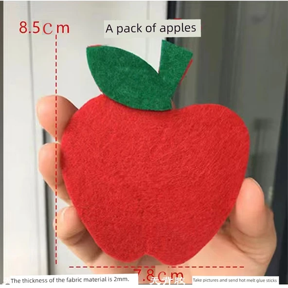 Keçe Meyve Sebze Duvar Stickerı - Elma - 5 Adet