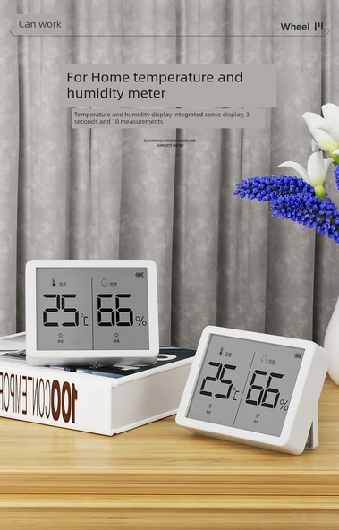 Dijital Termometre Higrometre - Mavi - Alarmlı Saat - 7