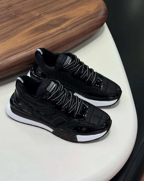 1091 SİYAH PARAŞÜT RUGAN DETAY HAKİKİ DERİ ERKEK SNEAKERS