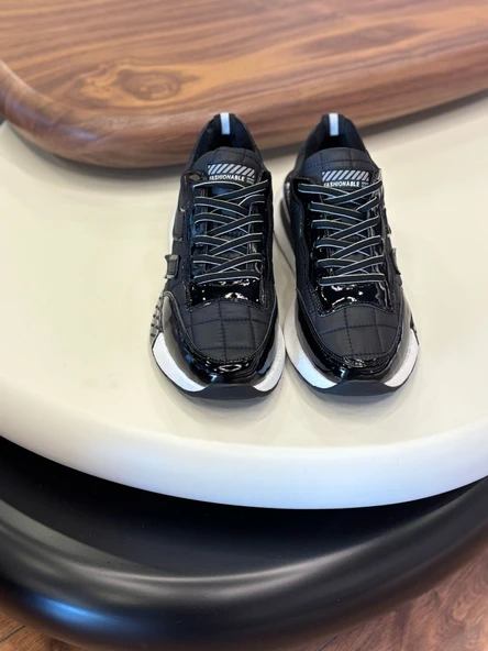 1091 SİYAH PARAŞÜT RUGAN DETAY HAKİKİ DERİ ERKEK SNEAKERS - 2