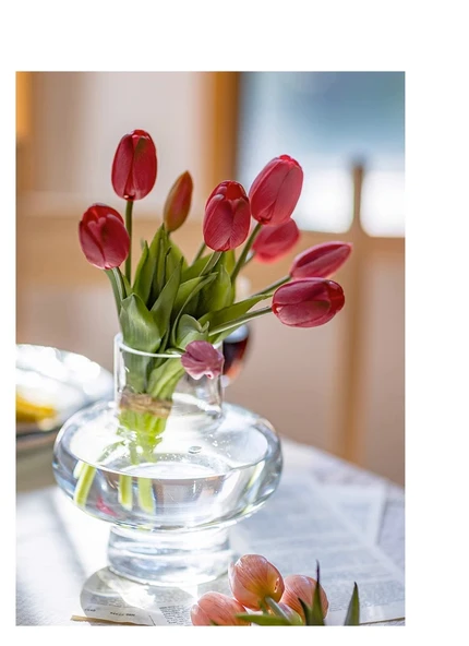 Yapay Lale Aranjmanı - Uzun Dal Açık Pembe Lale Demeti (Nemlendirici Dokunuş) - Resim 12