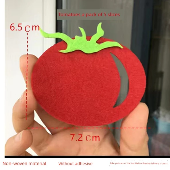 Keçe Meyve Sebze Duvar Stickerı - Domates - 5 Adet