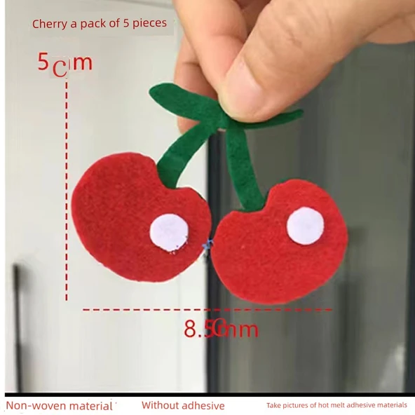 Keçe Meyve Sebze Duvar Stickerı - Kiraz - 5 Adet