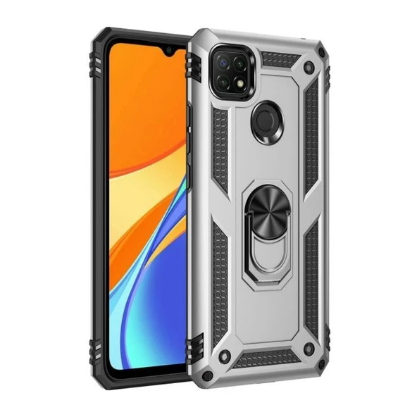 Gpack Oppo A15S Kılıf Vega Tank Standlı Yüzüklü MıknatıslıNano Glass - 6