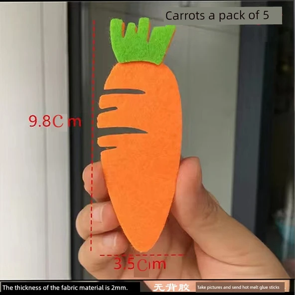Keçe Meyve Sebze Duvar Stickerı - Havuç - 5 Adet