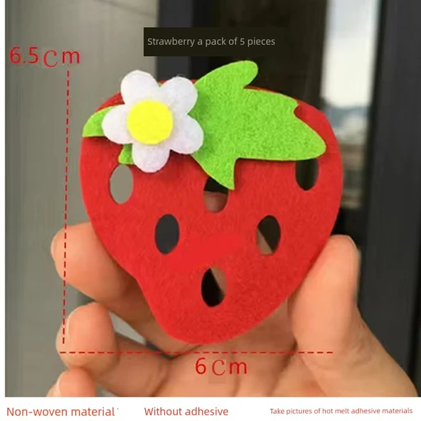 Keçe Meyve Sebze Duvar Stickerı - Çilek - 5 Adet