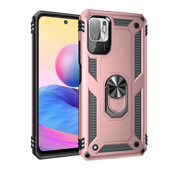 Gpack Xiaomi Redmi Note 10 5G Kılıf Vega Tank Standlı Yüzüklü Mıknatıslı - 7