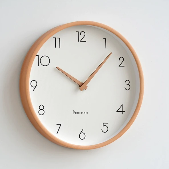 Minimalist Japon Ahşap Duvar Saati - 25 cm - Koyu Renk (Ölçek Yok) - 4