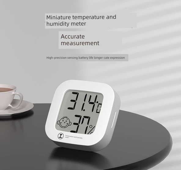 Mini Dijital Termometre Higrometre - Kombinasyon Mini Yuvarlak + Mini Kare - 9