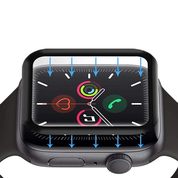 Gpack Apple Watch 44mm Full Yapışan ppma Ekran Koruyucu Siyah - 2
