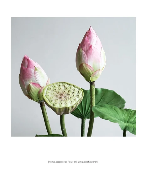 Yapay Lotus Çiçeği Aranjmanı - Açmış Lotus Pembe 8'li Karışık - 12