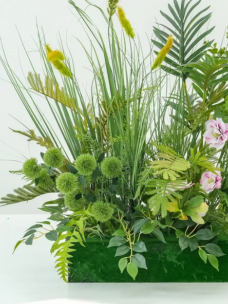 Yapay Çiçek Buketi - Yeşil Amerikan Lotusu 35cm - Resim 4