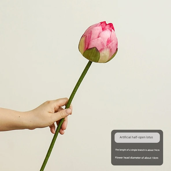 Yapay Lotus Çiçeği Aranjmanı - Yarım Açık Lotus (Pembe)