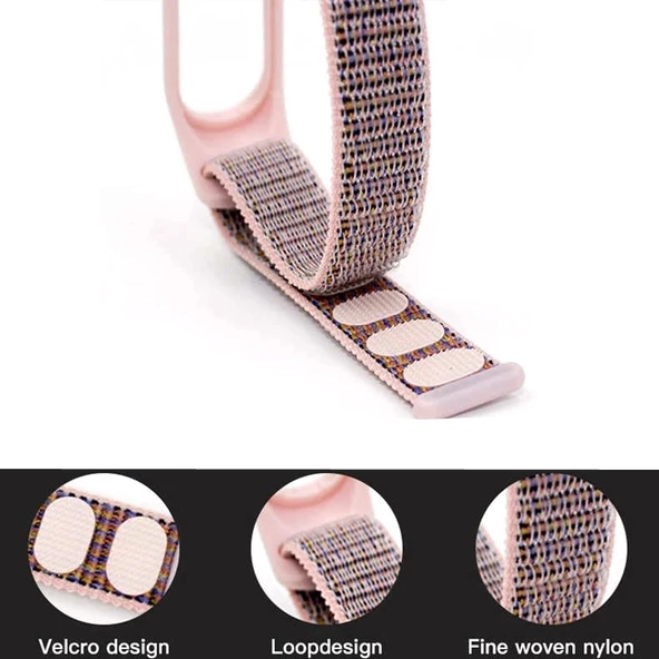 Gpack Xiaomi Mi Band 5 Kordon Kumaş CırtCırt Kordon Velcro Mor - 2