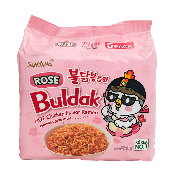 Samyang Buldak Rose Hot Chicken Flavor Ramen 5li Paket ürün görseli