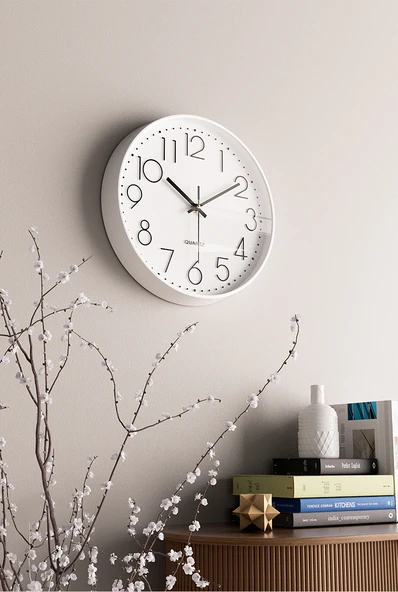 Modern Sessiz Quartz Duvar Saati - 25 cm Gri - 7