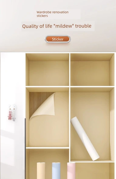 Kendinden Yapışkanlı Mobilya Etiketi - Açık Kart Mavisi 60cm x 5m Kalınlaştırılmış - 6