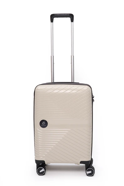 Elatae Exclusive Pro Polipropilen Kırılmaz 3'lü Valiz Seti Büyük - Orta ve Kabin Boy Bej - Antrasit 5239 - Resim 5