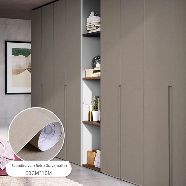 Kendinden Yapışkanlı Mobilya Etiketi - İskandinav Retro Gri 60cm x 5m Kalınlaştırılmış