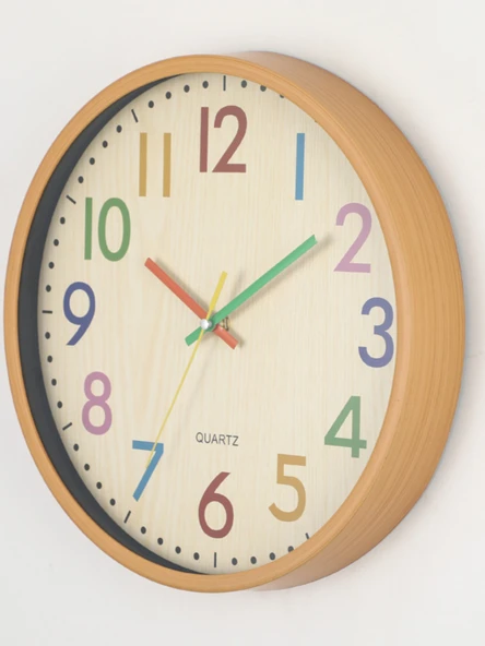 Çocuk Odası Duvar Saati - 25cm - Beyaz Çerçeve Stereo Renkli Dijital - 2