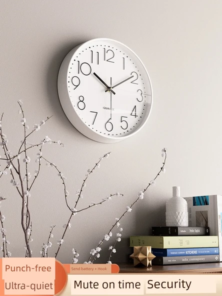 Modern Sessiz Quartz Duvar Saati - 25 cm Gri - 4