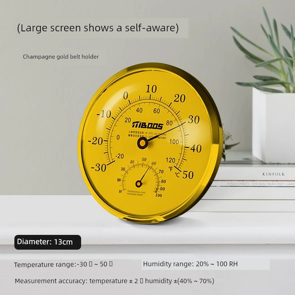 İç Ortam Termometre Higrometre - Metal Dokulu Rose Gold (Ayaklı) 13cm
